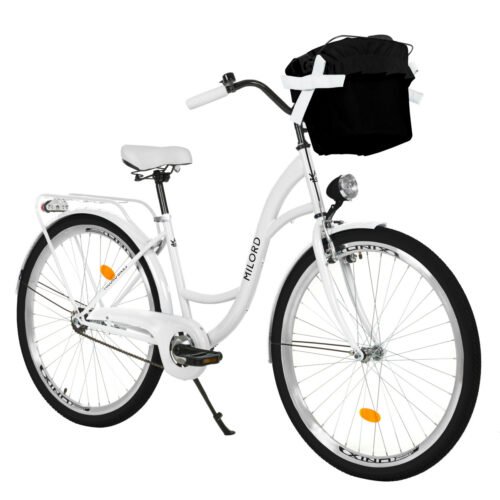 Milord Komfort Fahrrad Mit Korb Damenfahrrad, 28 Zoll, Weiss, 1 Gang